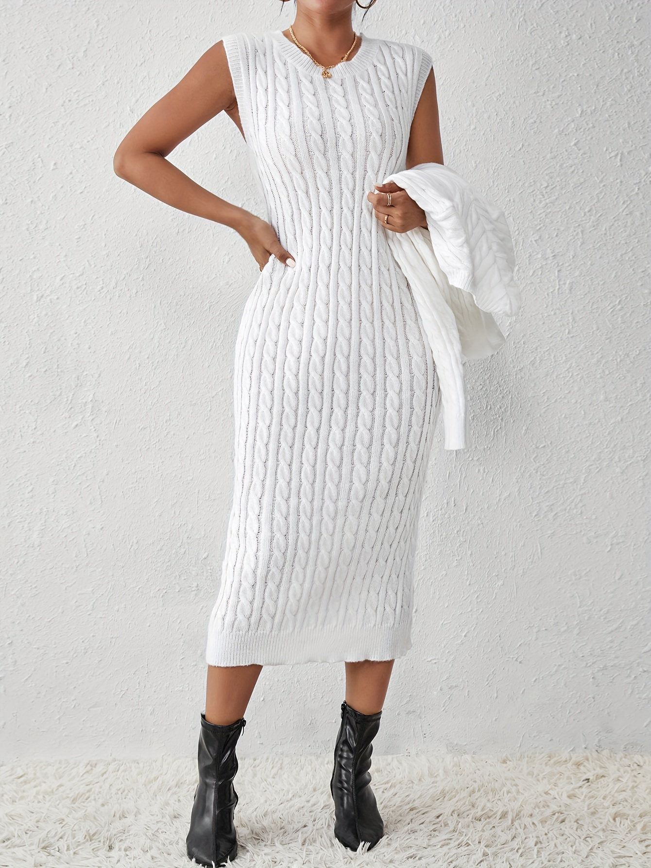 Snow Cable Knit Bodycon Dress