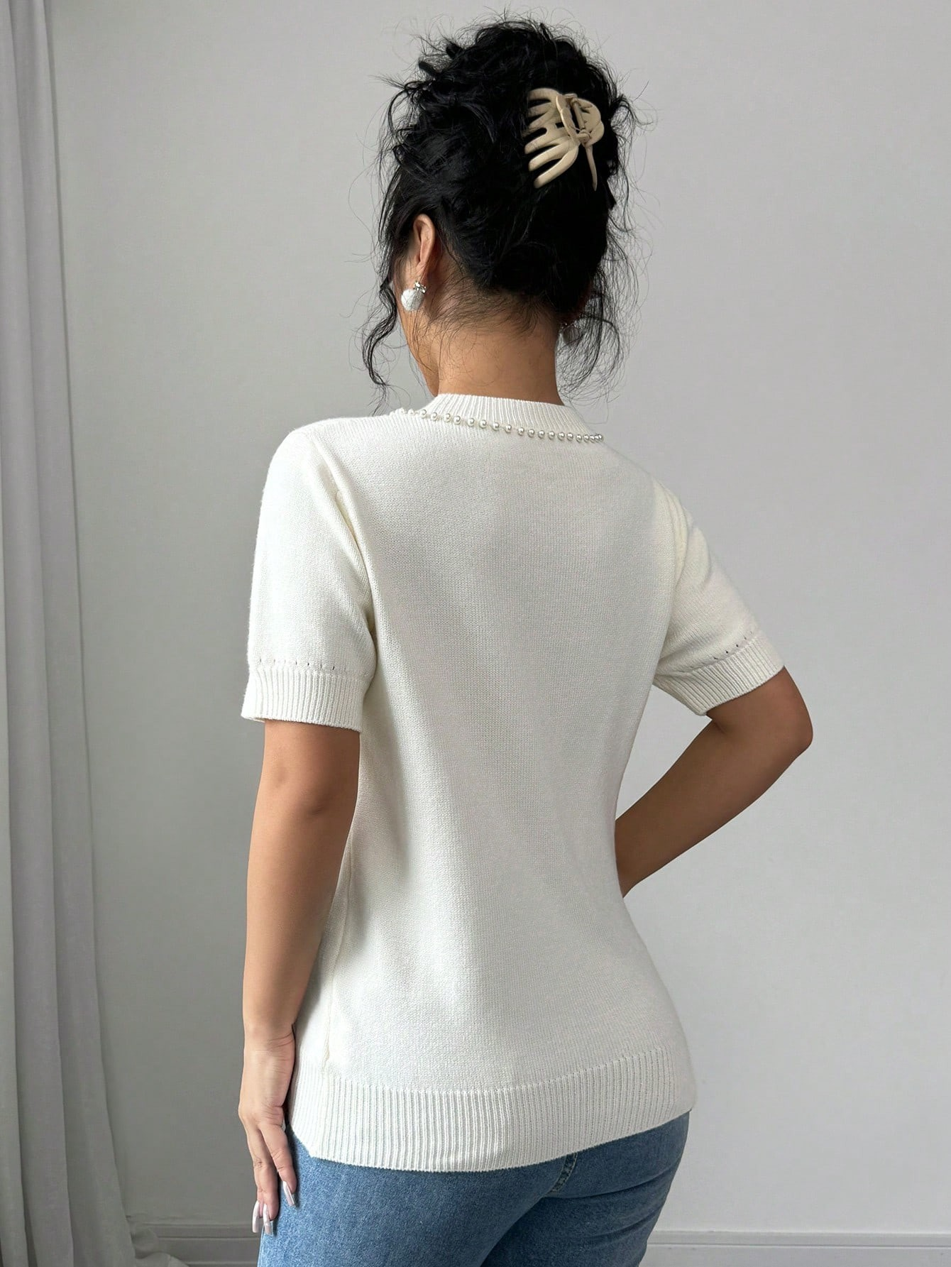 Pearl Bow Knit Tee