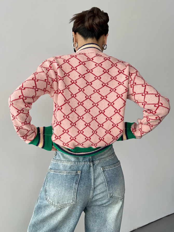 Retro Chain Pop Sweater – Pink & Green Vibes