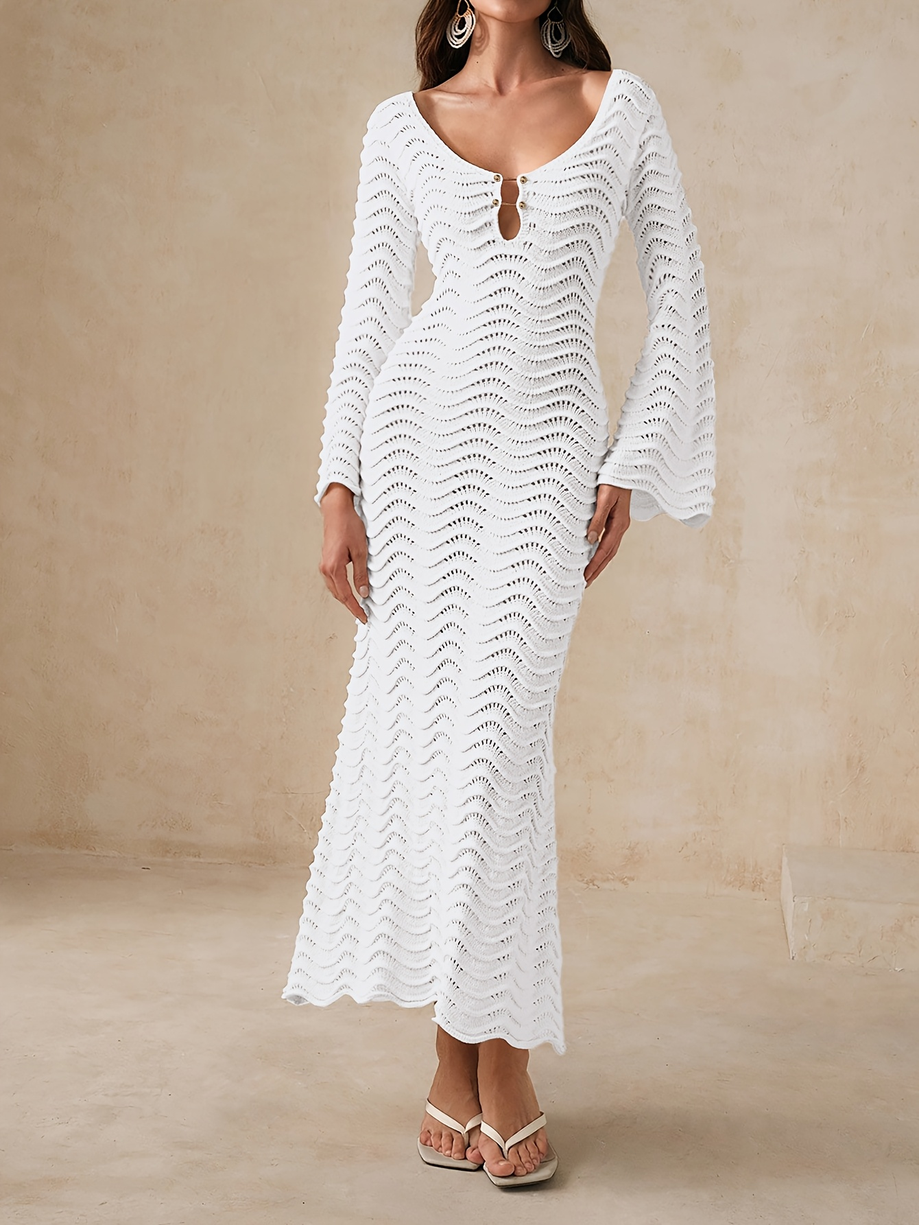 Ocean Breeze Crochet Maxi Dress – Boho Elegance in Every Wave