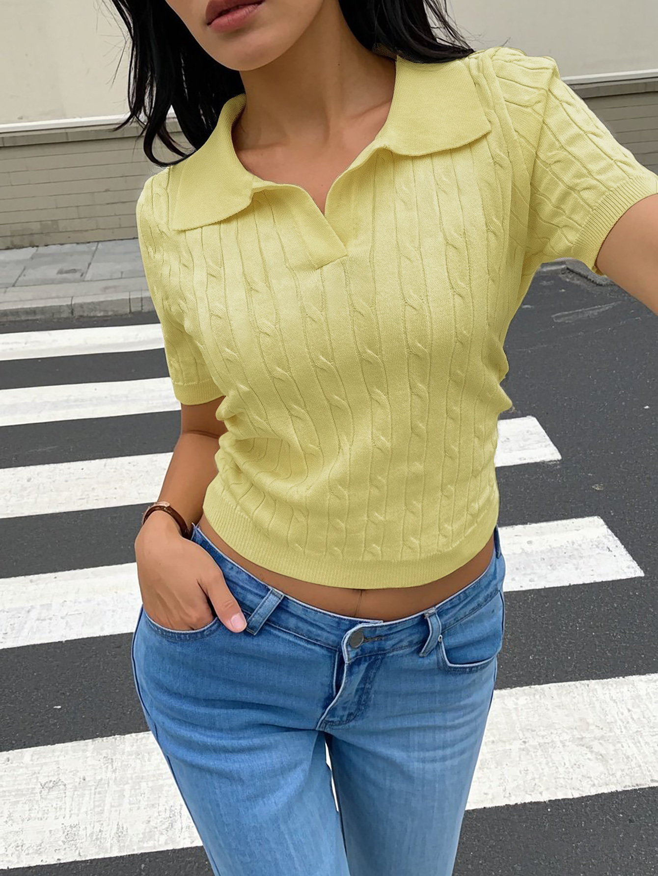 Lemon Pop Knit Polo