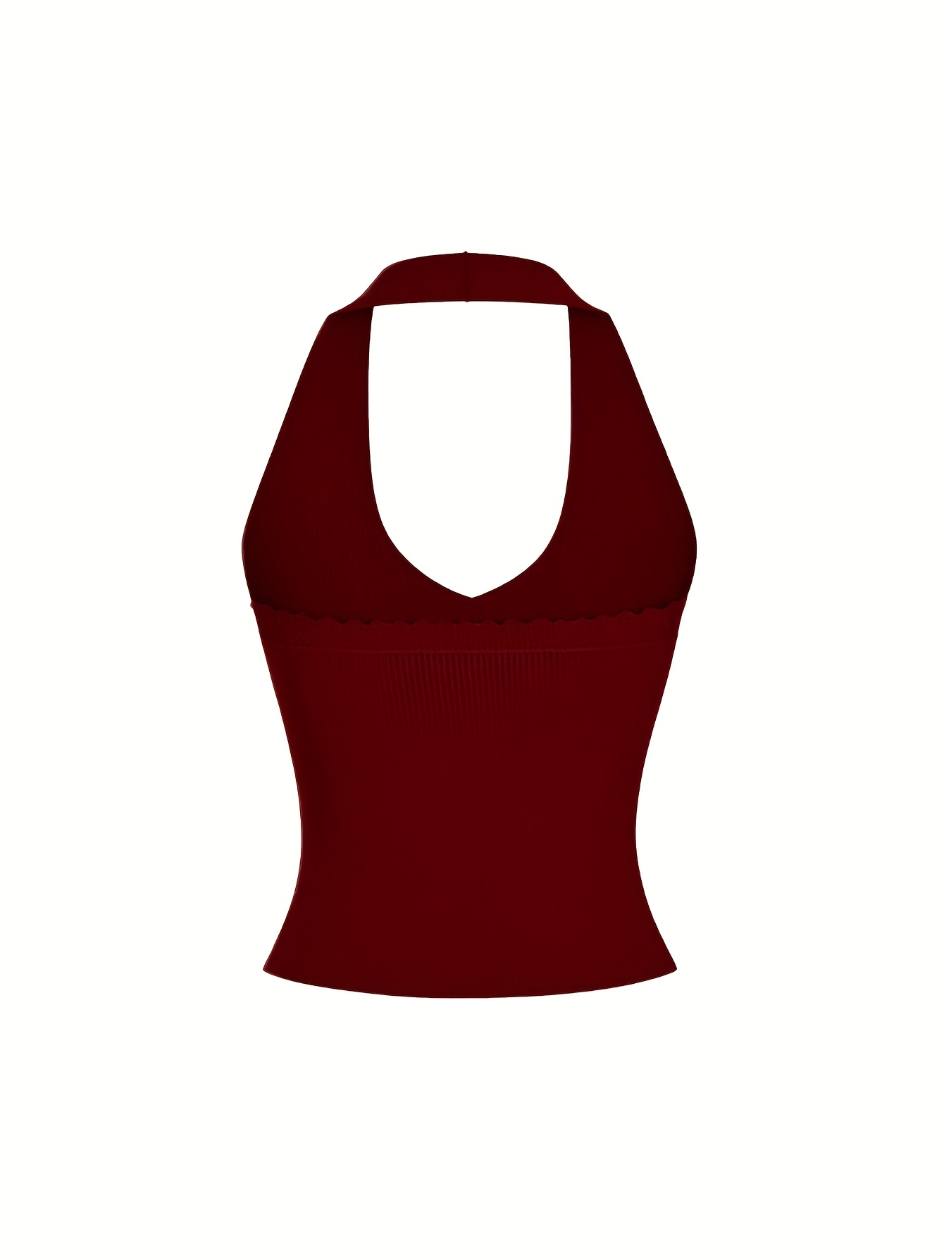 Red Rosette Halter Knit Top