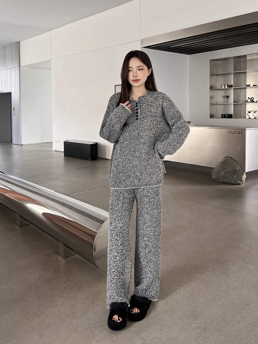Cozy Knit Lounge Set – Charcoal Edition