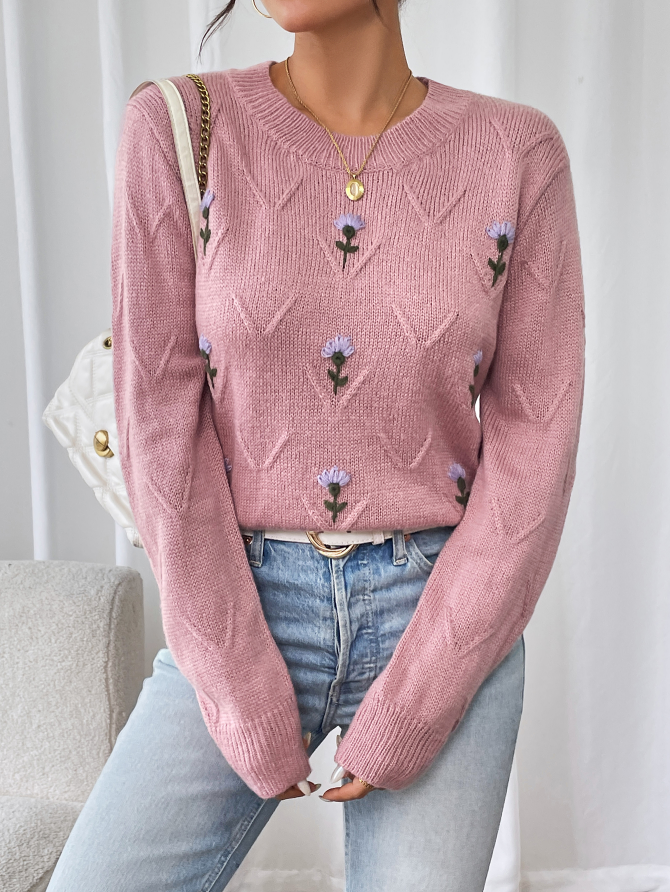 Blush Bloom Knit Sweater – Soft, Sweet & Stylish