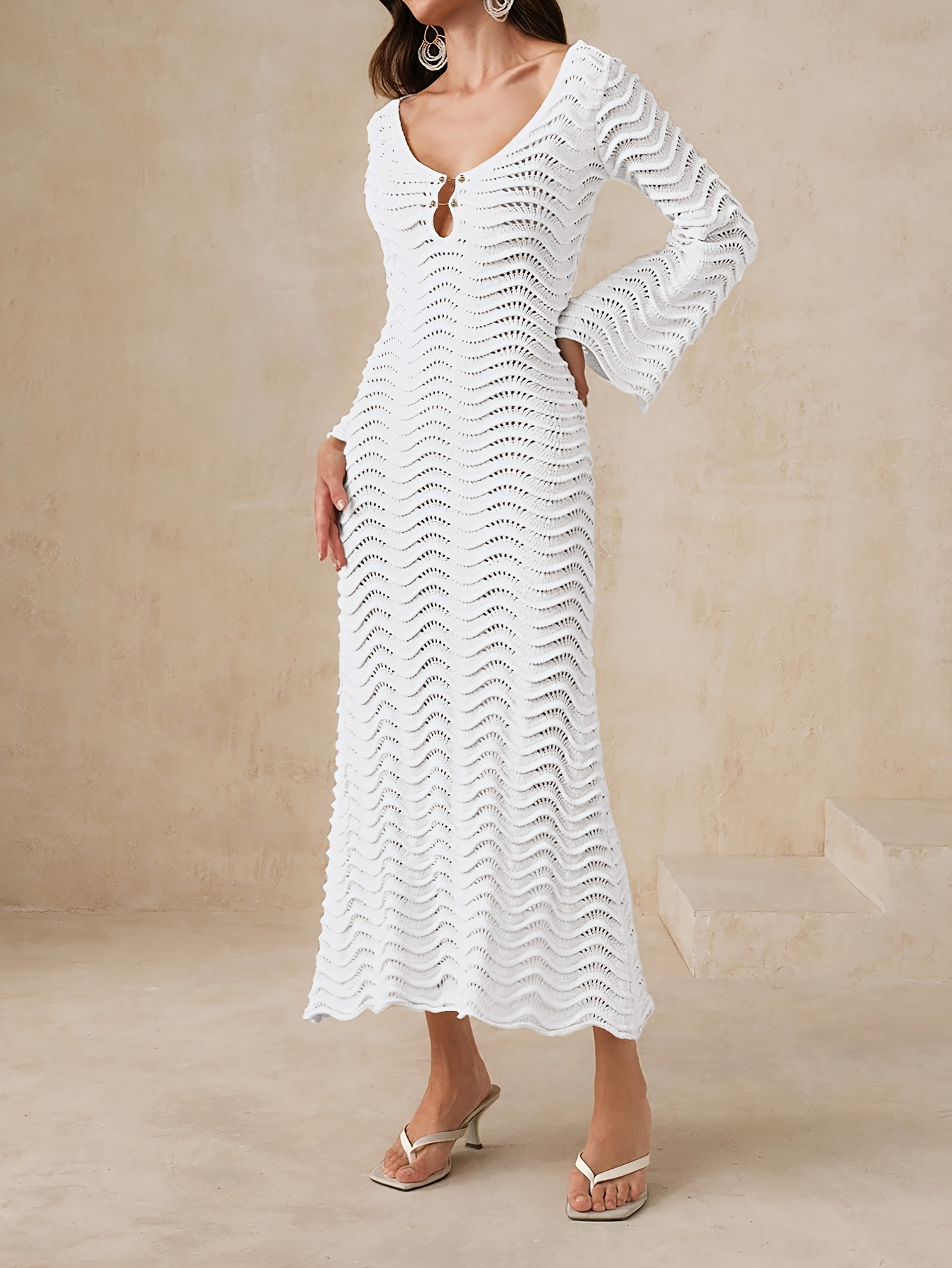 Ocean Breeze Crochet Maxi Dress – Boho Elegance in Every Wave