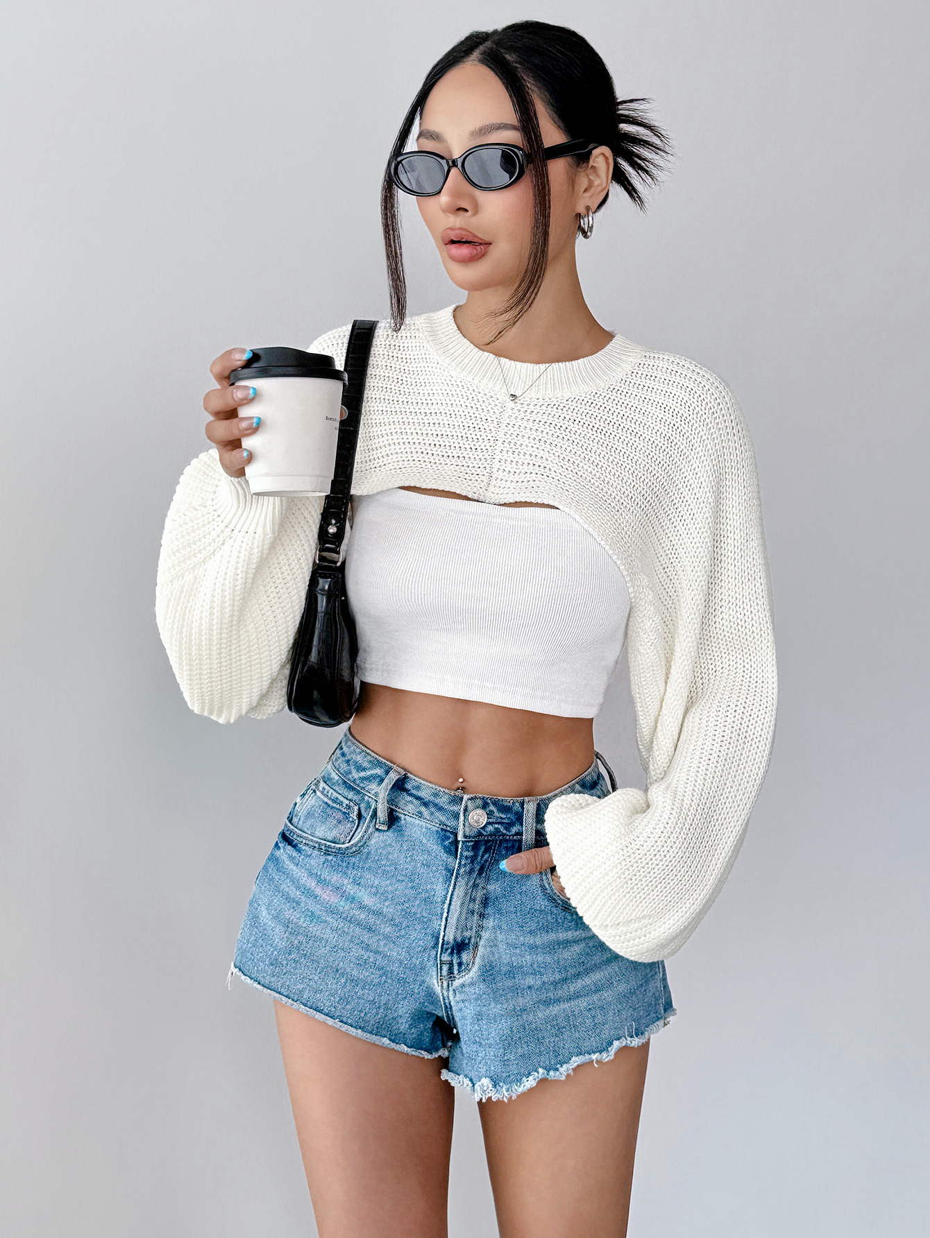 Chic Cutout Knit Shrug & Tube Top Set – Bold, Minimal & Cozy