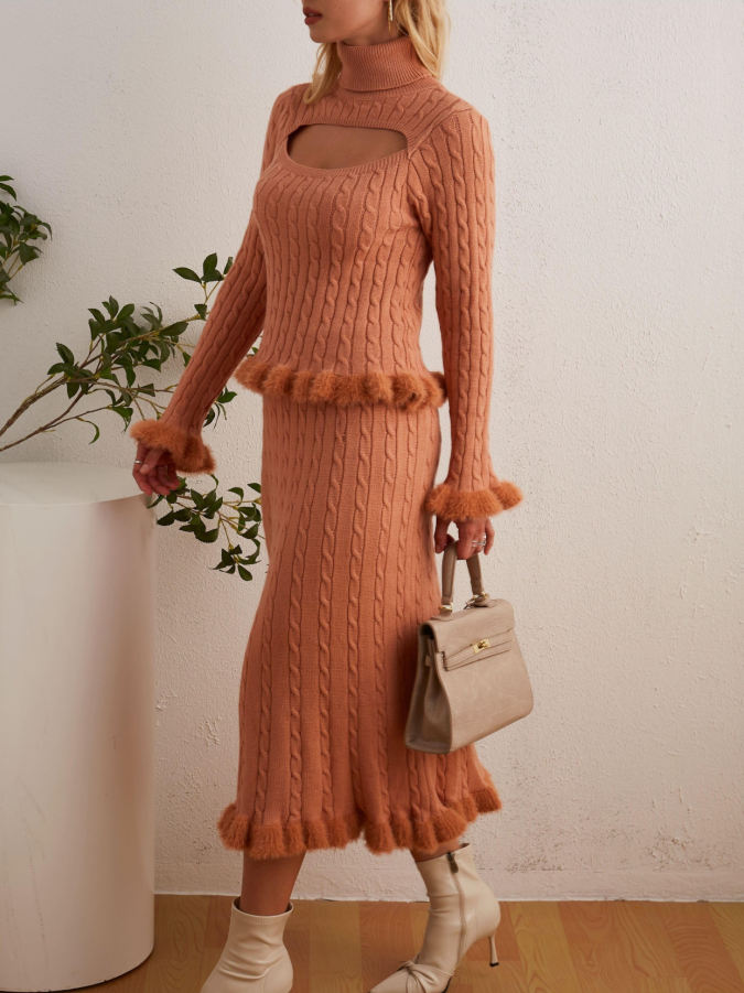 Cinnamon Chic Cutout Knit Set