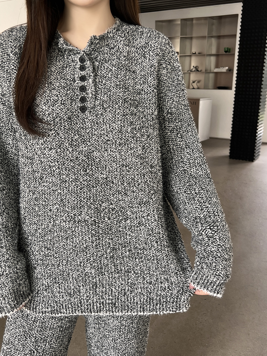Cozy Knit Lounge Set – Charcoal Edition