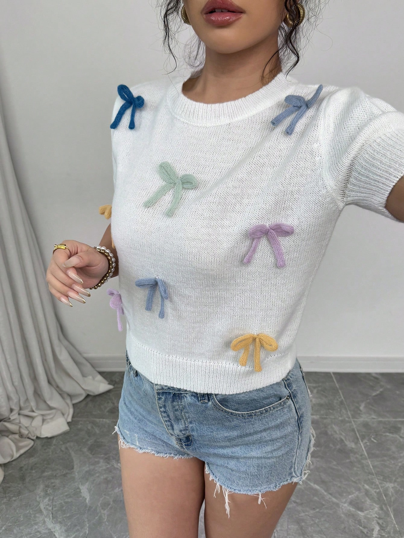 Pastel Bow-Tied Knit Tee