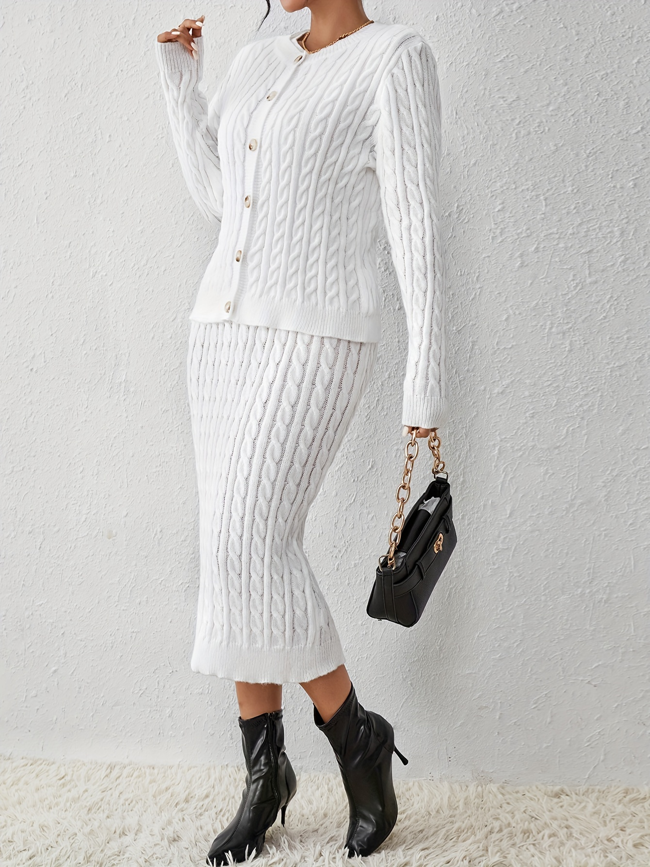 Snow Cable Knit Bodycon Dress