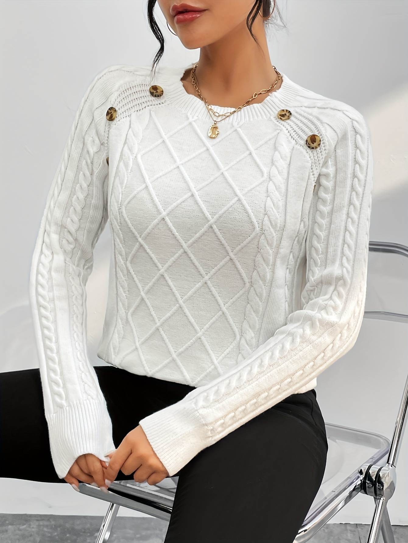 Uptown Luxe – Cable Knit Button Sweater