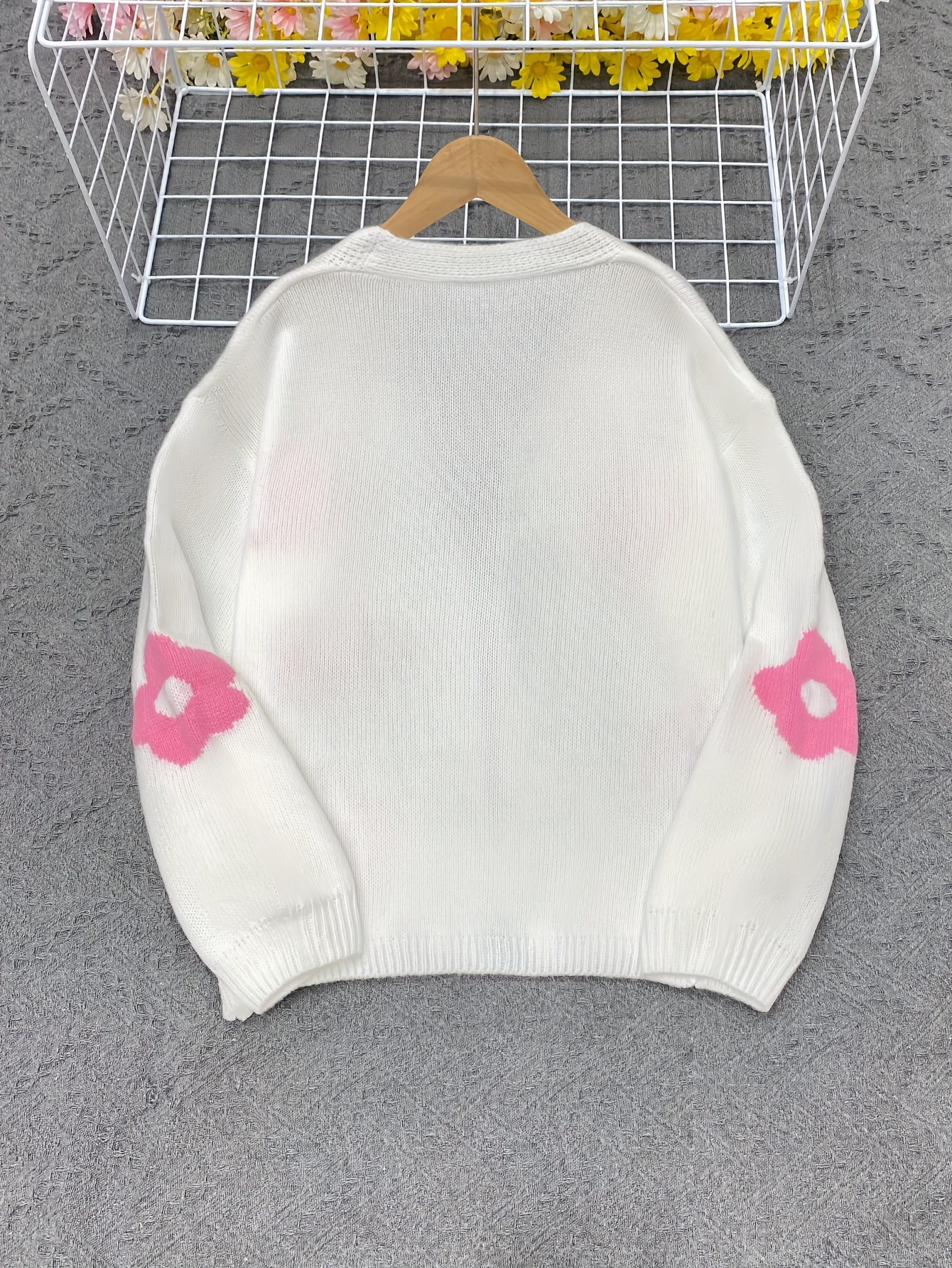 White & Pink Daisy Cardigan – Soft Girl Vibes