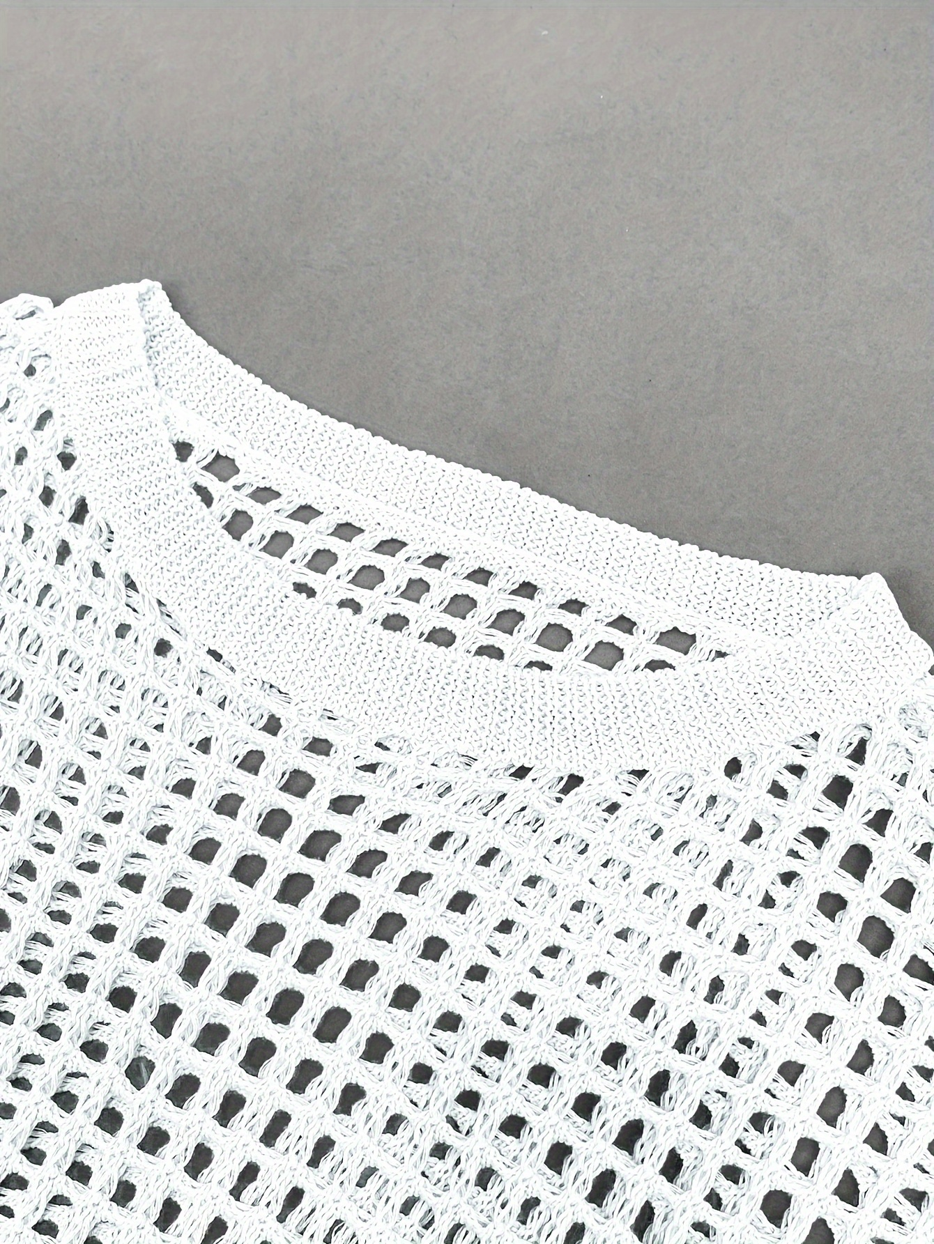 White Crochet Mesh Knit Top – Loose Pullover for Beach & Boho Looks