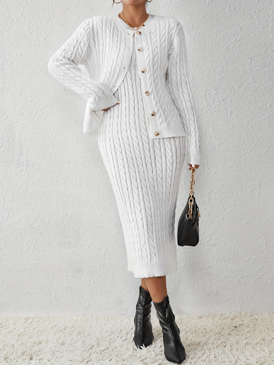 Snow Cable Knit Bodycon Dress