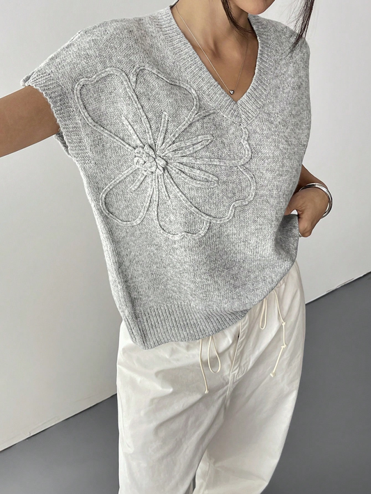 Embroidered Flower Knit Vest