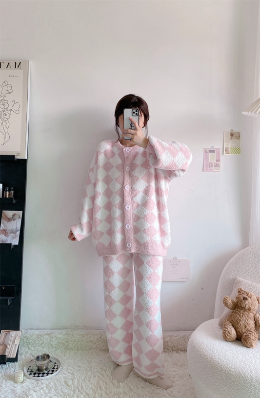 Cozy Chic Argyle Lounge Set – Pink Bliss Edition