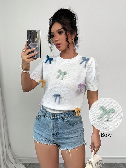 Pastel Bow-Tied Knit Tee
