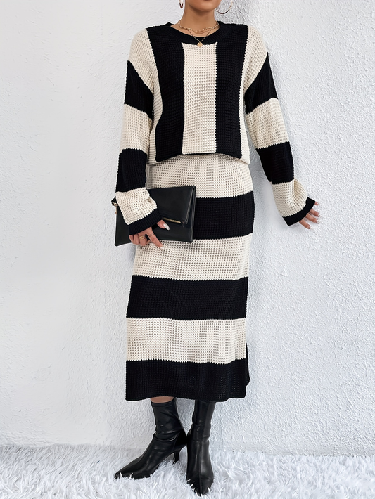 Bold Stripes Two-Piece Knit Set