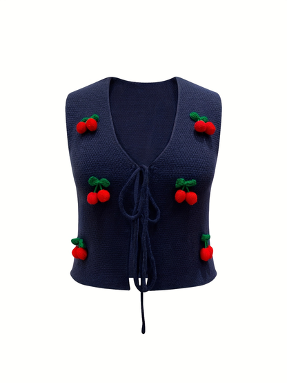 Cherry Pop Knit Tie Vest