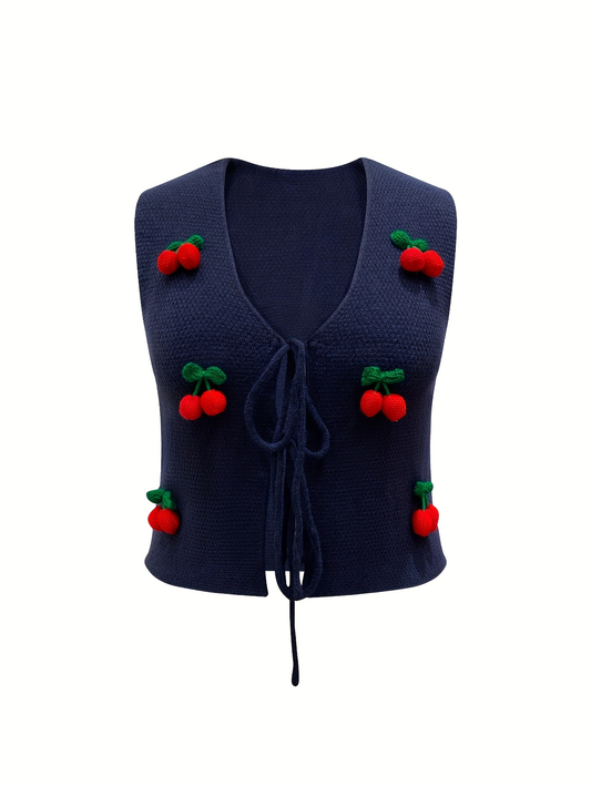 Cherry Pop Knit Tie Vest