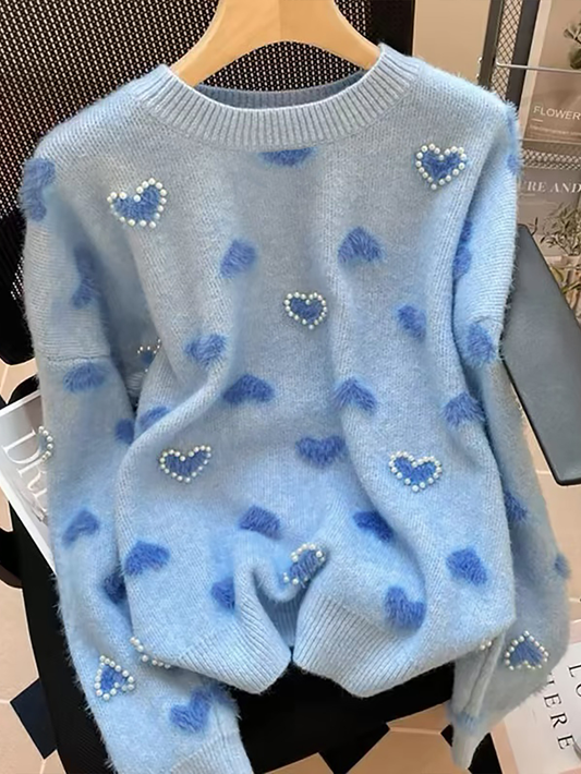 Blue Crush Heart Knit