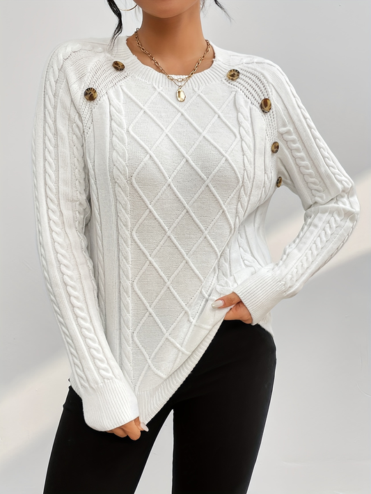Uptown Luxe – Cable Knit Button Sweater