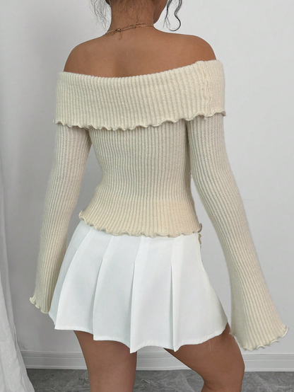 Off-Shoulder Bloom Knit Top