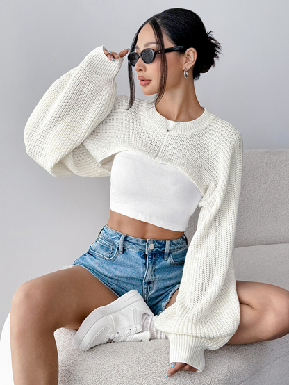 Chic Cutout Knit Shrug & Tube Top Set – Bold, Minimal & Cozy