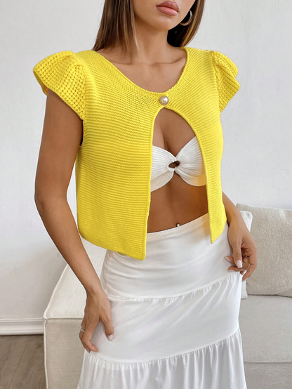 Sunny Button-Up Knit Shrug