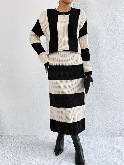 Bold Stripes Two-Piece Knit Set