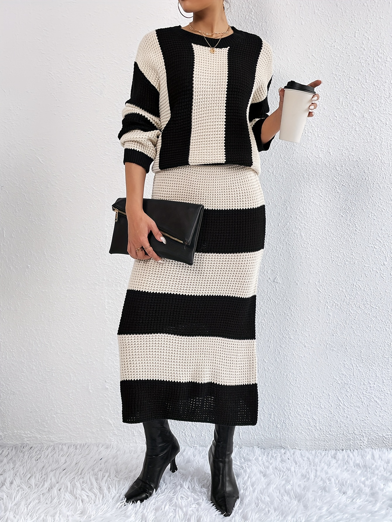 Bold Stripes Two-Piece Knit Set