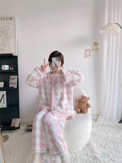 Cozy Chic Argyle Lounge Set – Pink Bliss Edition