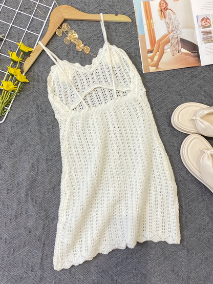 Daisy Kiss Crochet Mini Dress – Ivory Dream