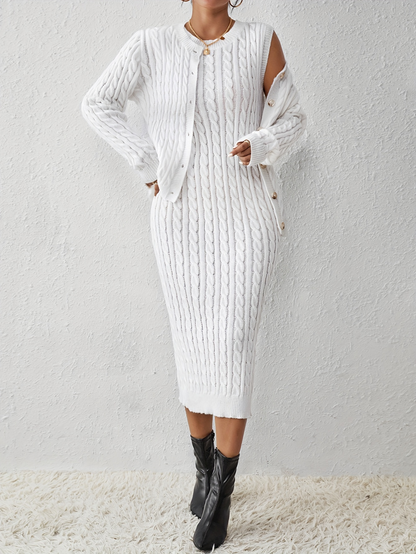 Snow Cable Knit Bodycon Dress