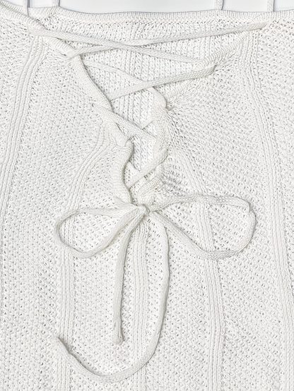 Sculpted Serenity Knit Maxi Dress – White Elegance