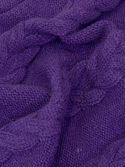 Plum Cozy Cable-Knit Turtleneck Sweater Dress