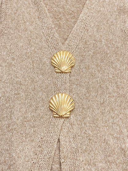 Shell Button Knit Vest Top