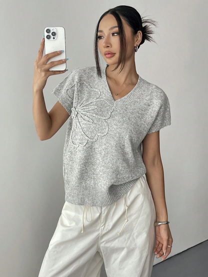 Embroidered Flower Knit Vest