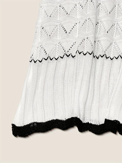 Monaco Waves Knit Maxi Dress – Black & White Elegance