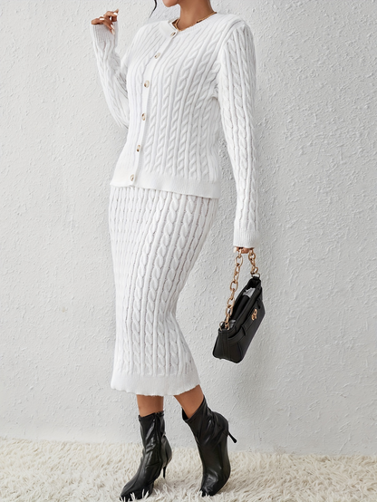 Snow Cable Knit Bodycon Dress