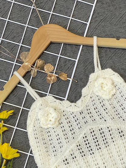 Daisy Kiss Crochet Mini Dress – Ivory Dream