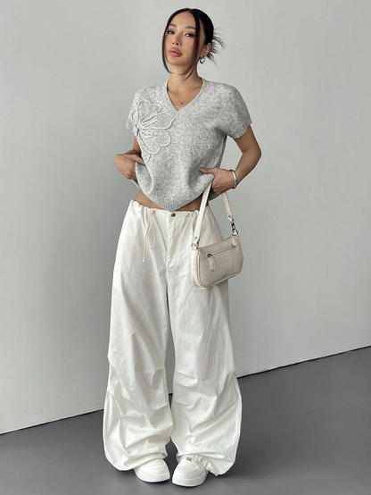 Embroidered Flower Knit Vest