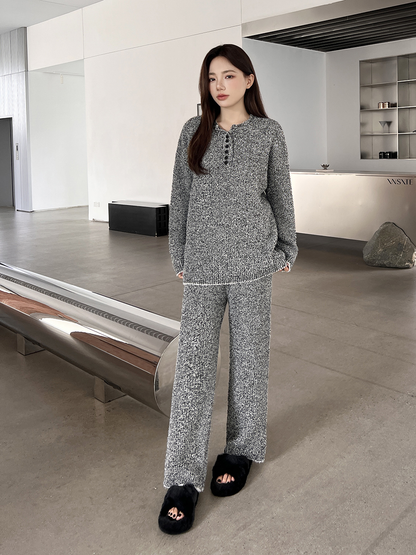 Cozy Knit Lounge Set – Charcoal Edition