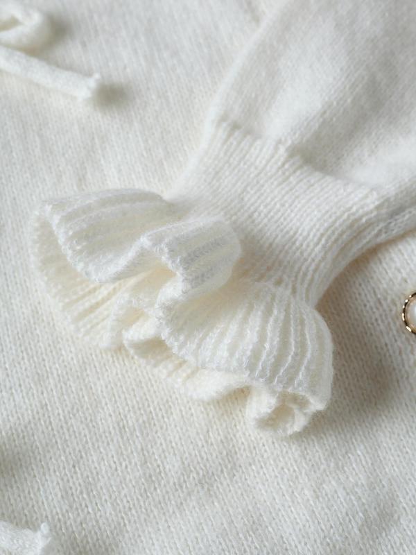 Cream Tie-Detail Knit Cardigan