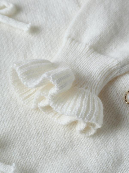Cream Tie-Detail Knit Cardigan